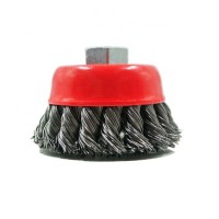 Satc Wire Brush Knotted Steel 36pcs 4'' 100mm Inch Industrial Brush Bristle Carbon Steel With M14 Threaded Center Hole Grinding